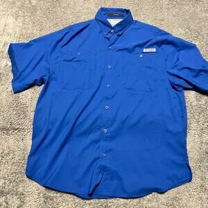 Columbia Shirt Mens Medium Short Sleeve Button Fishing Performance Vented PFG